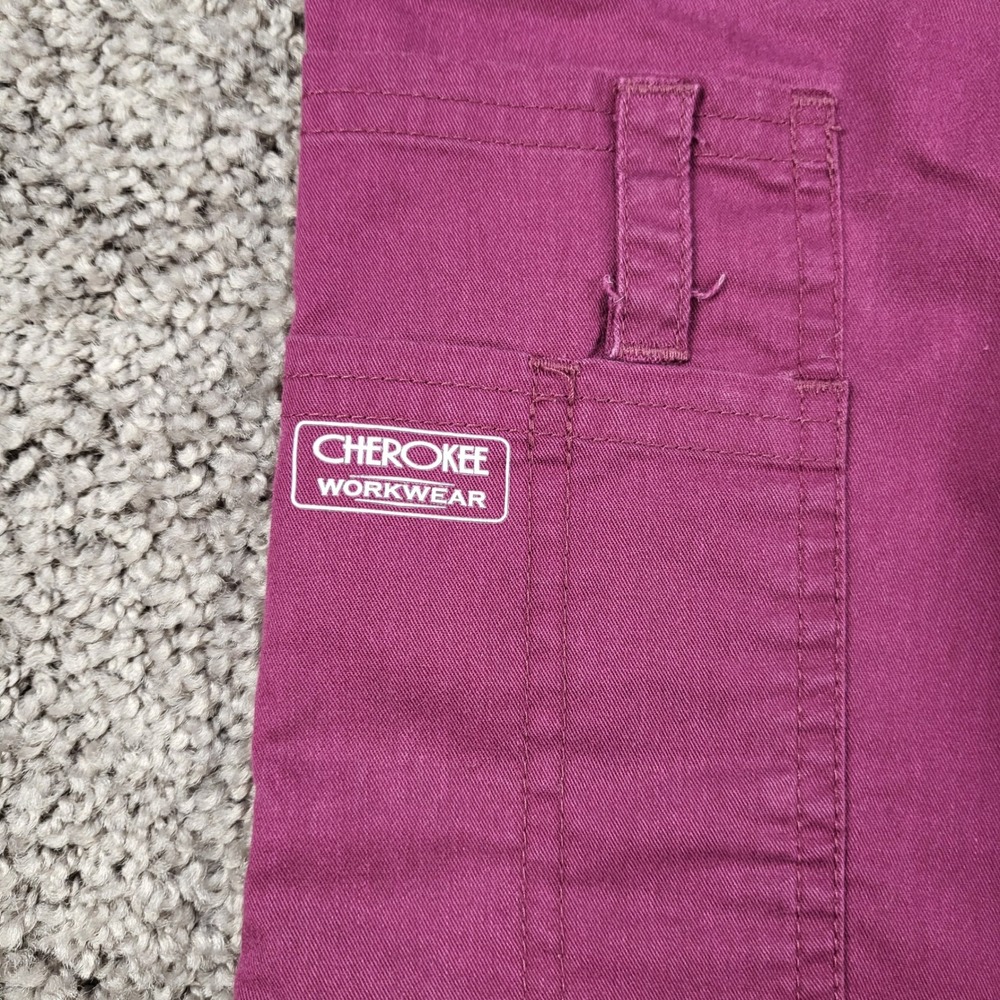 Cherokee Workwear 4005 Cargo Scrub Pants Womens Large Wine Red Tactical Utility - Picture 3 of 10